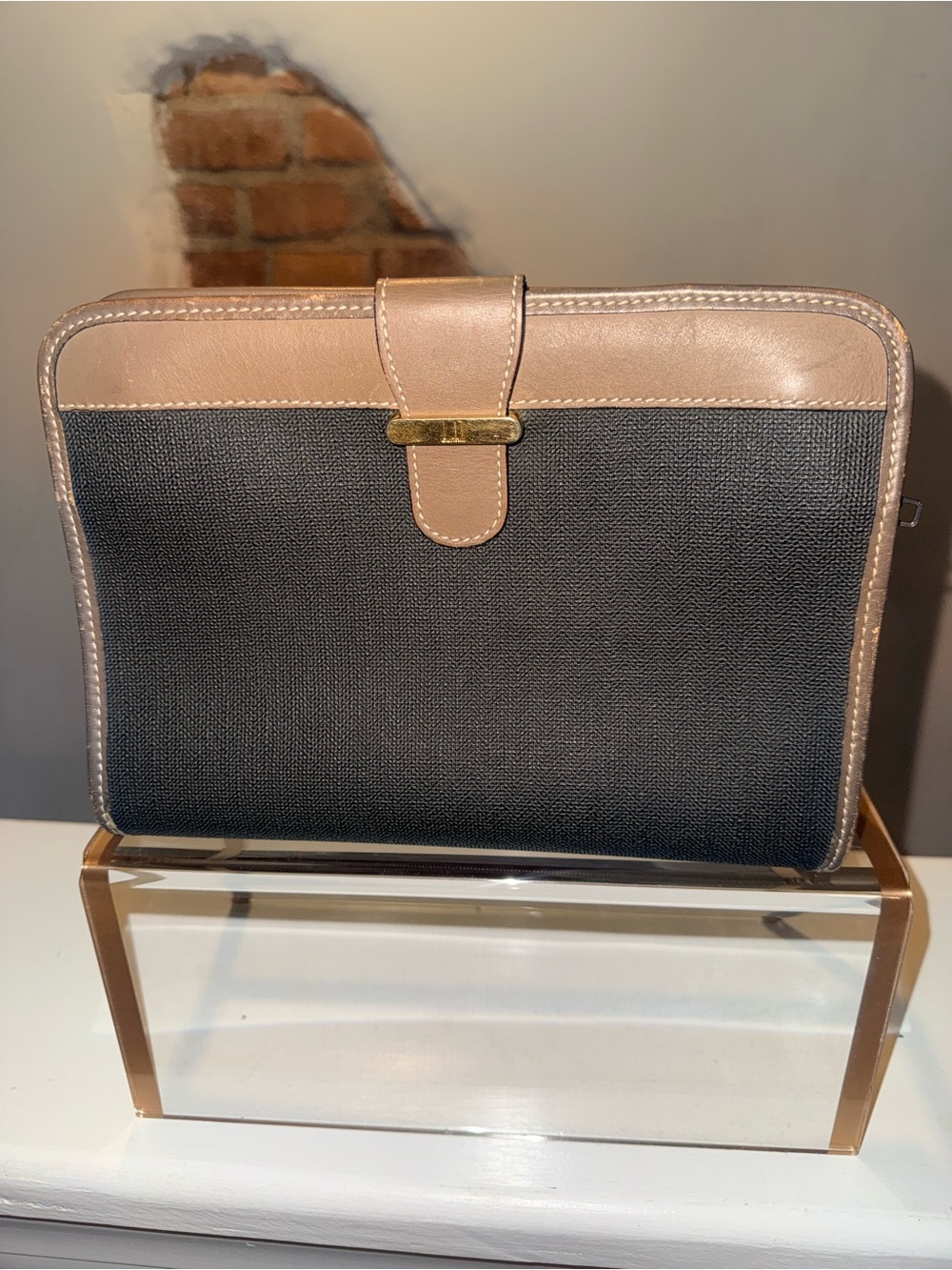 Vintage Dunhill London Herringbone Canvas Clutch Travel